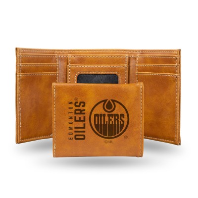 Кошелек Edmonton Oilers Brown Laser Engraved Tri-Fold