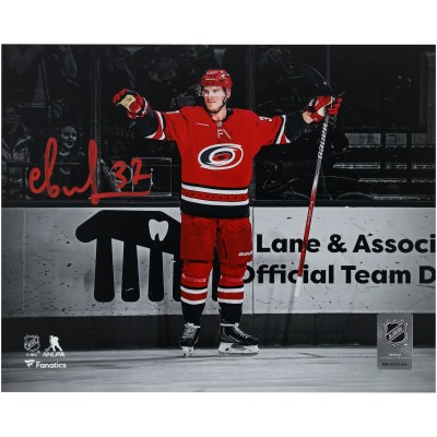 Andrei Svechnikov Carolina Hurricanes Autographed Fanatics Authentic 8 x 10 Red Jersey Celebrating Spotlight Photograph