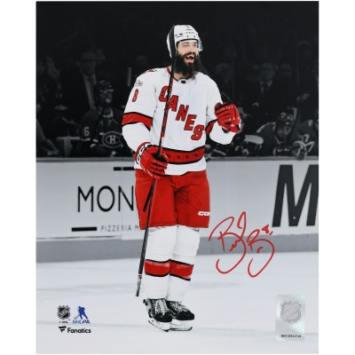 Brent Burns Carolina Hurricanes Autographed Fanatics Authentic 8 x 10 White Jersey Celebrating Spotlight Photograph