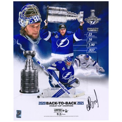 Andrei Vasilevskiy Tampa Bay Lightning Autographed Fanatics Authentic Back-to-Back Stanley Cup Champions 16 x 20 Collage - Limited Edition of 88