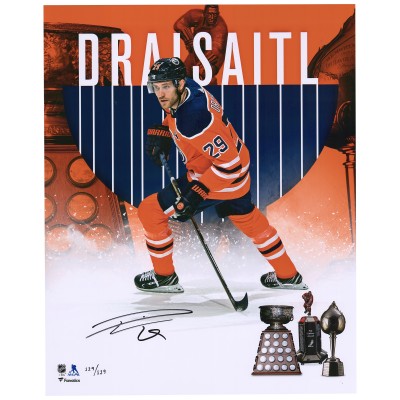 Leon Draisaitl Edmonton Oilers Autographed Fanatics Authentic 2020 Hart & Art Ross Stylized Photograph - Limited Edition #129/129
