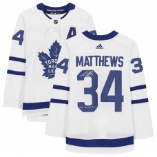 Игровая джерси Auston Matthews Toronto Maple Leafs Autographed Fanatics Authentic White adidas with 2021 Rocket Richard Inscription
