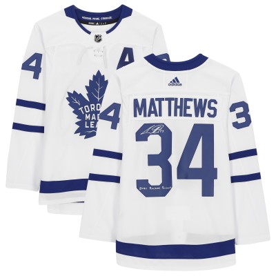 Игровая джерси Auston Matthews Toronto Maple Leafs Autographed Fanatics Authentic White adidas with 2021 Rocket Richard Inscription