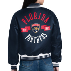 Женская рубашка Florida Panthers Starter Navy Printed Round Team Logo Satin Varsity Jacket