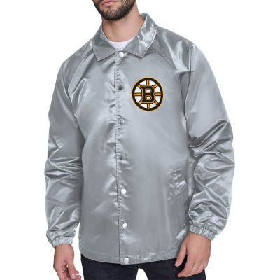 Бомбер Boston Bruins Starter Gray Printed Logo Coaches