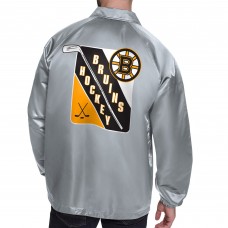 Бомбер Boston Bruins Starter Gray Printed Logo Coaches