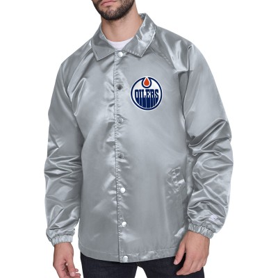 Куртка на кнопках Edmonton Oilers Starter Gray Printed Logo Coaches