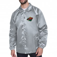 Minnesota Wild Starter Gray Printed Logo Coaches Full-Snap Jacket