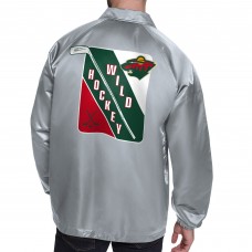 Minnesota Wild Starter Gray Printed Logo Coaches Full-Snap Jacket