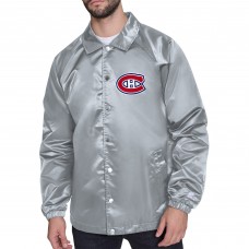 Montreal Canadiens Starter Gray Printed Logo Coaches Full-Snap Jacket