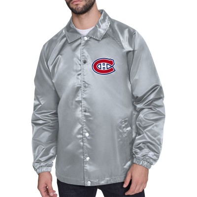 Montreal Canadiens Starter Gray Printed Logo Coaches Full-Snap Jacket