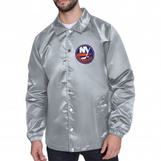 New York Islanders Starter Gray Printed Logo Coaches Full-Snap Jacket