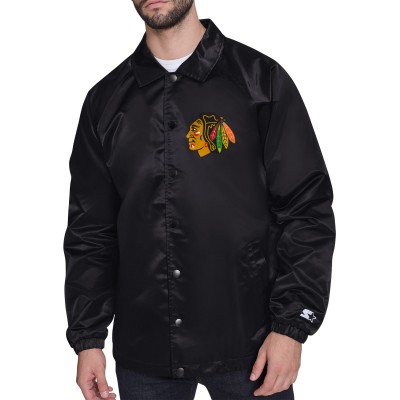 Бомбер Chicago Blackhawks Starter Printed Logo Coaches - Black