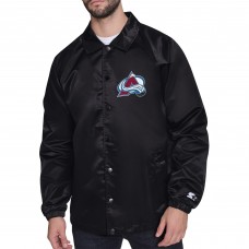 Colorado Avalanche Starter Black Printed Logo Coaches Full-Snap Jacket Colorado Avalanche Starter Black Printed Logo Coaches Full-Snap Jacket