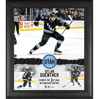 Dylan Guenther Utah Hockey Club Fanatics Authentic Framed 15 x 17 First Goal in Franchise History Collage