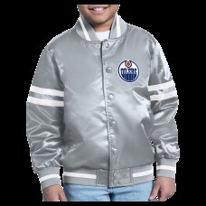 Куртка на кнопках Подростковая Edmonton Oilers Starter Gray Starter Printed Logo Satin Varsity