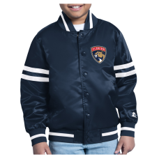 Подростковая Florida Panthers Starter Navy Starter Printed Logo Satin Varsity Full-Snap Jacket Подростковая Florida Panthers Starter Navy Starter Printed Logo Satin Varsity Full-Snap Jacket