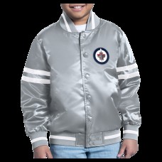 Бомбер Winnipeg Jets Starter Youth Starter Printed Logo Satin Varsity - Gray