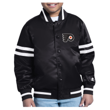 Подростковая Philadelphia Flyers Starter Black Starter Printed Logo Satin Varsity Full-Snap Jacket