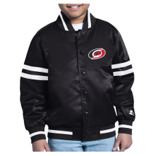 Подростковая Carolina Hurricanes Starter Black Starter Printed Logo Satin Varsity Full-Snap Jacket