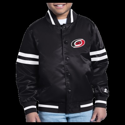 Куртка на кнопках Подростковая Carolina Hurricanes Starter Black Starter Printed Logo Satin Varsity
