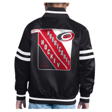 Подростковая Carolina Hurricanes Starter Black Starter Printed Logo Satin Varsity Full-Snap Jacket