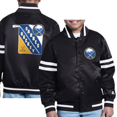 Бомбер Youth Buffalo Sabres Starter Gray Starter Printed Logo Satin Varsity