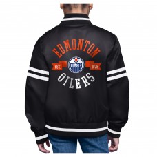Куртка на кнопках Youth Edmonton Oilers Starter Black Printed Logo Satin Varsity