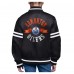 Куртка на кнопках Youth Edmonton Oilers Starter Black Printed Logo Satin Varsity