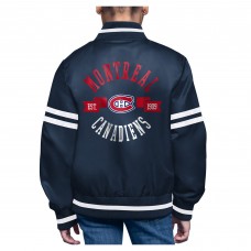 Подростковая Montreal Canadiens Starter Navy Printed Logo Satin Varsity Full-Snap Jacket Подростковая Montreal Canadiens Starter Navy Printed Logo Satin Varsity Full-Snap Jacket