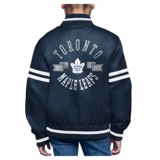 Подростковая Toronto Maple Leafs Starter Navy Printed Logo Satin Varsity Full-Snap Jacket