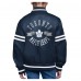 Подростковая Toronto Maple Leafs Starter Navy Printed Logo Satin Varsity Full-Snap Jacket