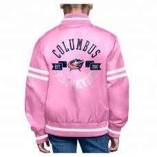 Подростковая Columbus Blue Jackets Starter Pink Printed Logo Satin Varsity Full-Snap Jacket Подростковая Columbus Blue Jackets Starter Pink Printed Logo Satin Varsity Full-Snap Jacket