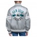 Подростковая San Jose Sharks Starter Gray Printed Logo Satin Varsity Full-Snap Jacket