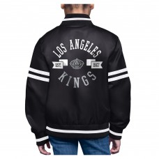 Подростковая Los Angeles Kings Starter Black Printed Logo Satin Varsity Full-Snap Jacket