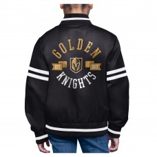 Подростковая Vegas Golden Knights Starter Black Printed Logo Satin Varsity Full-Snap Jacket
