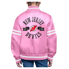 Детская джерси New Devils Starter Pink Printed Logo Satin Varsity Full-Snap Jacket