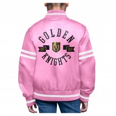 Подростковая Vegas Golden Knights Starter Pink Printed Logo Satin Varsity Full-Snap Jacket