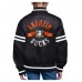 Подростковая Anaheim Ducks Starter Black Printed Logo Satin Varsity Full-Snap Jacket