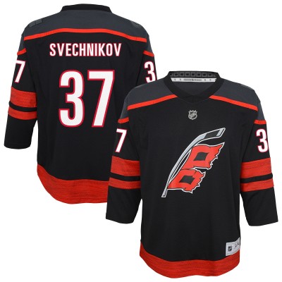 Подростковая Carolina Hurricanes Andrei Svechnikov Black Alternate Replica Player Jersey