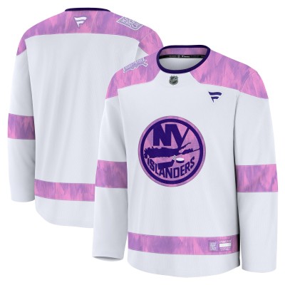 Джерси New York Islanders Fanatics White 2024 Hockey Fights Cancer Practice