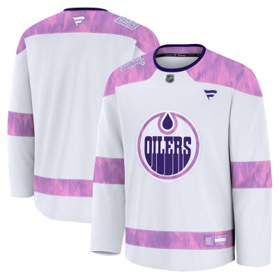 Джерси Edmonton Oilers Fanatics White 2024 Hockey Fights Cancer Practice