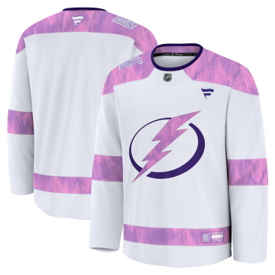 Джерси Tampa Bay Lightning Fanatics White 2024 Hockey Fights Cancer Practice