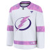 Джерси Tampa Bay Lightning Fanatics White 2024 Hockey Fights Cancer Practice