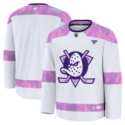 Игровая джерси Anaheim Ducks Fanatics White 2024 Hockey Fights Cancer Practice