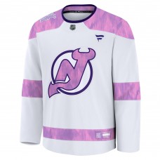 Джерси New Devils Fanatics White 2024 Hockey Fights Cancer Practice Джерси New Devils Fanatics White 2024 Hockey Fights Cancer Practice