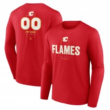 Calgary Flames Red Personalized Name & Number Midfielder Long Sleeve T-Shirt