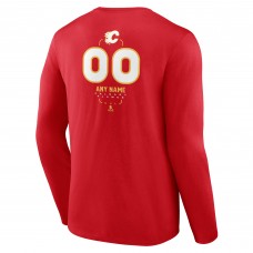 Calgary Flames Red Personalized Name & Number Midfielder Long Sleeve T-Shirt