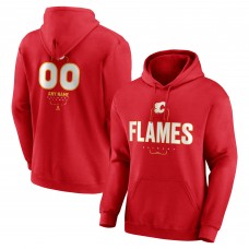 Calgary Flames Red Personalized Name & Number Midfielder Pullover Hoodie