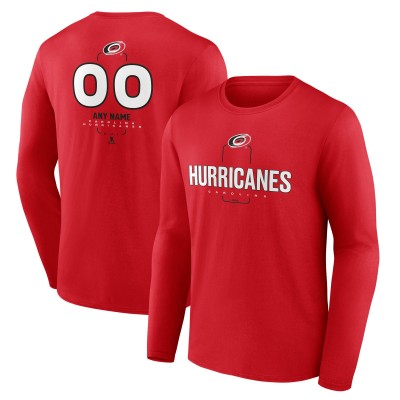 Carolina Hurricanes Red Personalized Name & Number Midfielder Long Sleeve T-Shirt